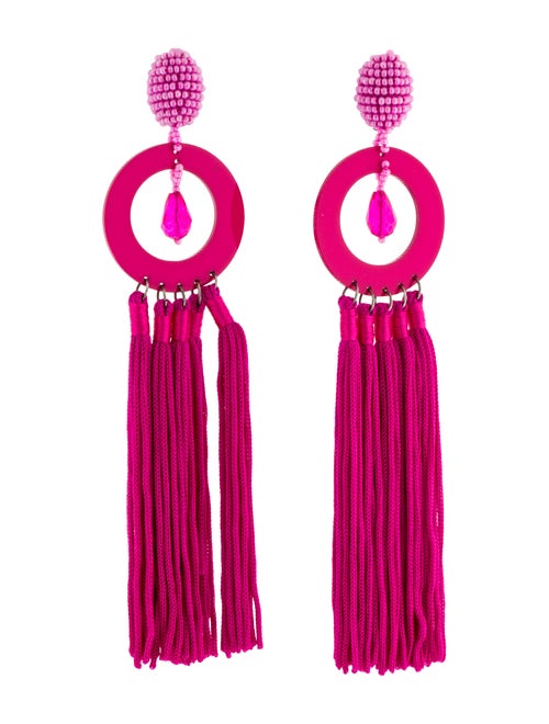 Oscar de la Renta Circle Drop Tassel Clip-On Earri