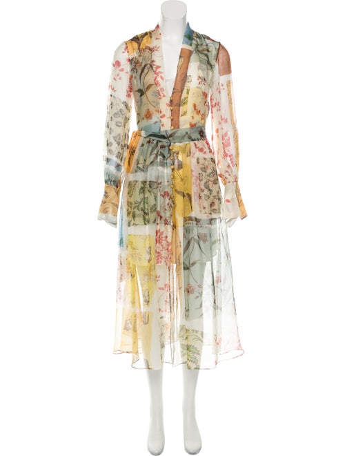 Oscar de la Renta Sheer Printed Maxi Dress Multico