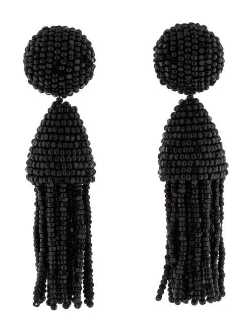 Oscar de la Renta Short Beaded Tassel Clip-On Earr