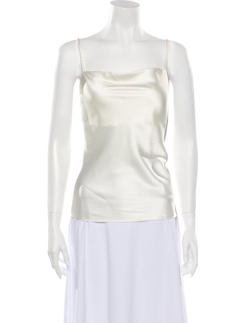 Oscar de la Renta Square Neck Sleeveless Top