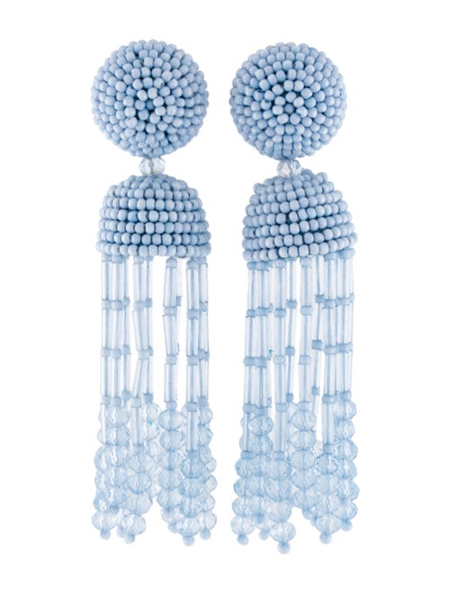 Oscar de la Renta Short Clip-On Beaded Tassel Earr