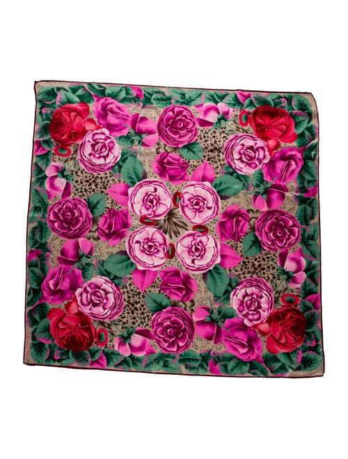 Oscar de la Renta Woven Floral Scarf Beige