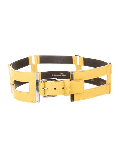 Oscar de la Renta Leather Waist Belt Yellow