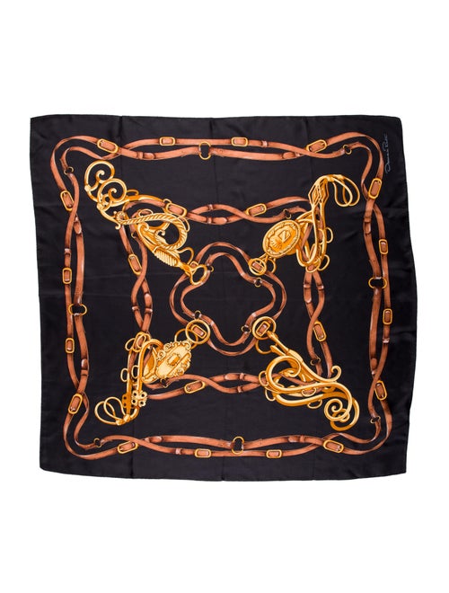 Oscar de la Renta Silk Printed Scarf Black