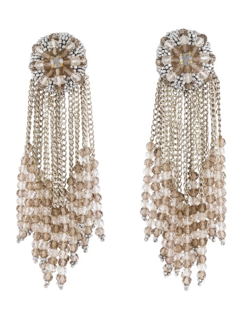 Oscar de la Renta Chain Cluster Beaded Tassel Clip
