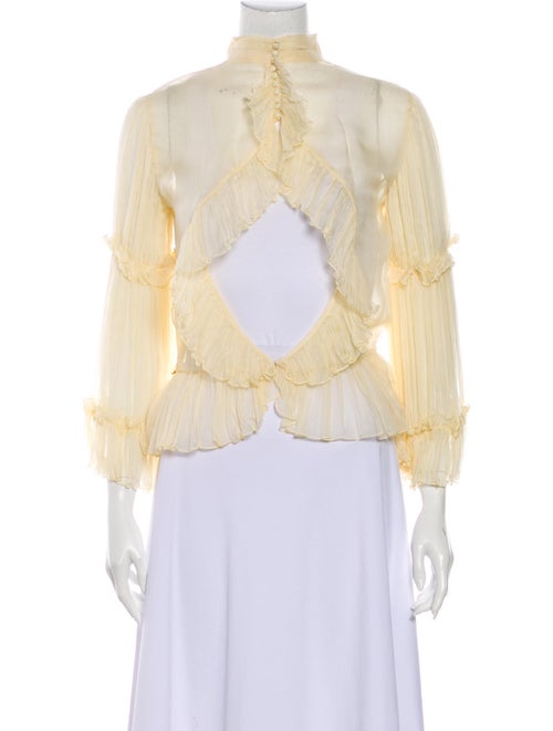 Oscar de la Renta Silk Mock Neck Blouse