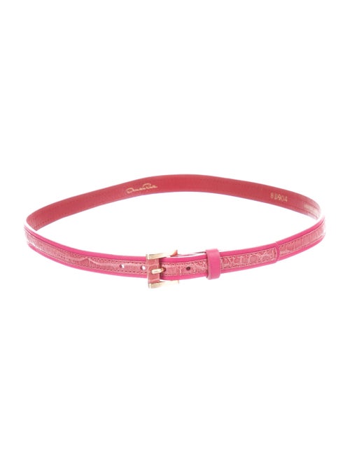 Oscar de la Renta Alligator Hip Belt Pink