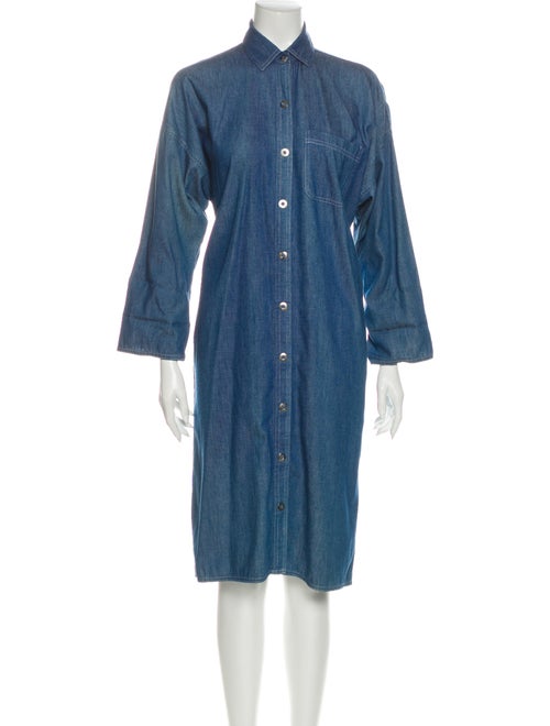 Oscar de la Renta Midi Length Dress Blue