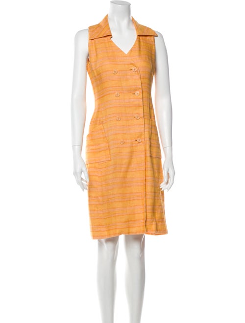 Oscar de la Renta Striped Knee-Length Dress Orange