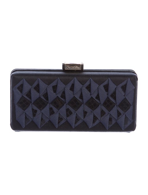 Oscar de la Renta Satin Box Clutch Blue