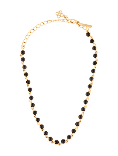 Oscar de la Renta Onyx Cabochon Necklace Gold