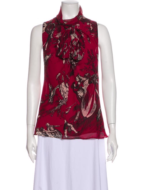 Oscar de la Renta 2013 Silk Blouse Red