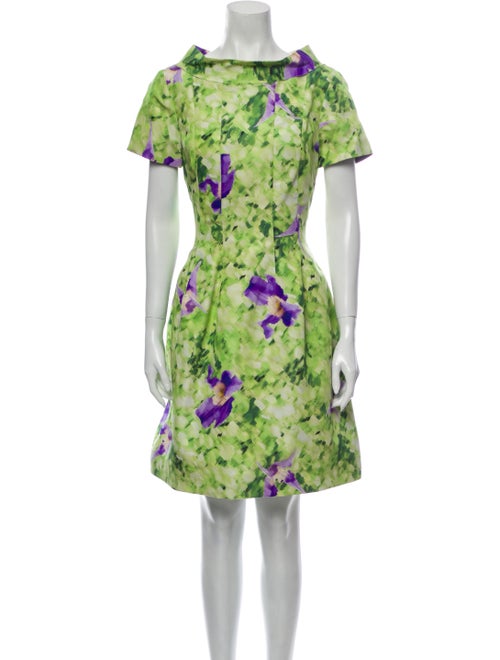Oscar de la Renta Silk Mini Dress Green