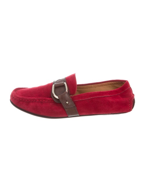 Oscar de la Renta Suede Loafers Red