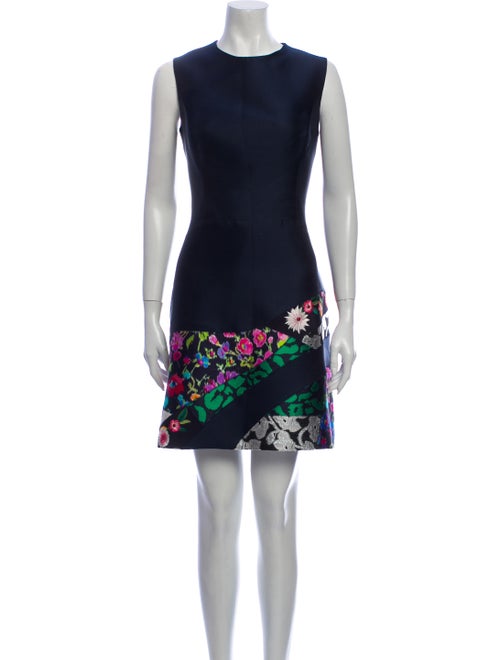 Oscar de la Renta Printed Mini Dress Blue