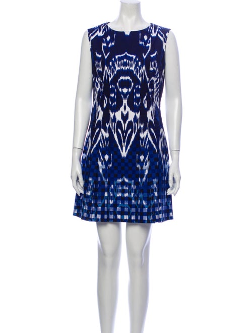 Oscar de la Renta Printed Mini Dress Blue