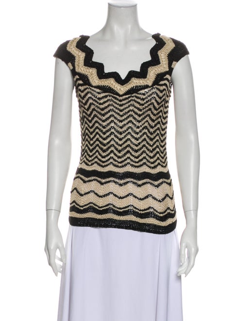 Oscar de la Renta Printed Square Neckline Top
