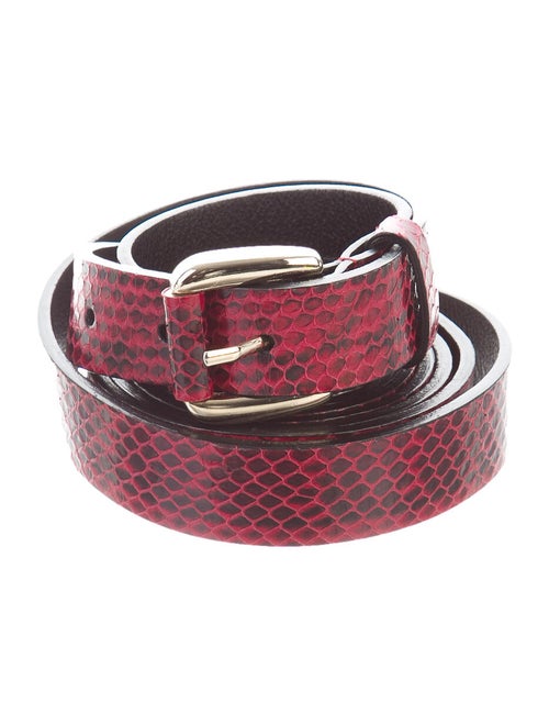 Oscar de la Renta Snakeskin Hip Belt Red