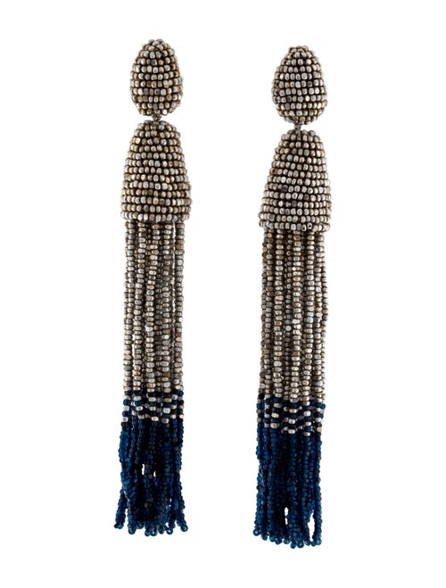 Oscar de la Renta Beaded Drop Tassel Clip-On Earri
