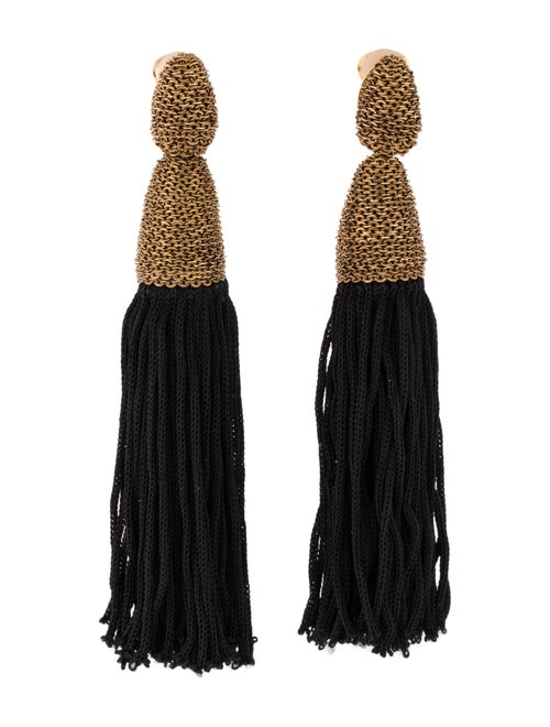 Oscar de la Renta Chain Tassel Clip-On Earrings Go