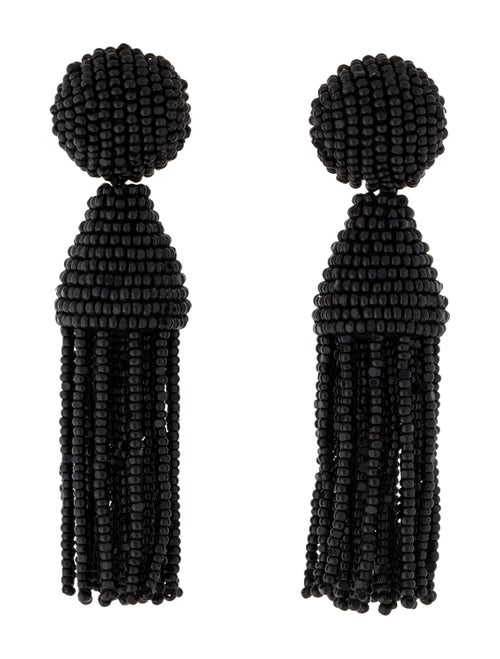 Oscar de la Renta Short Beaded Tassel Clip-On Earr