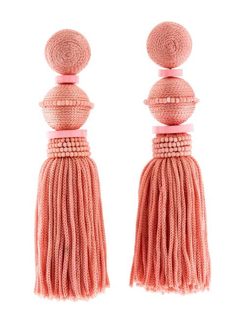 Oscar de la Renta Beaded Ball Tassel Clip-On Earri