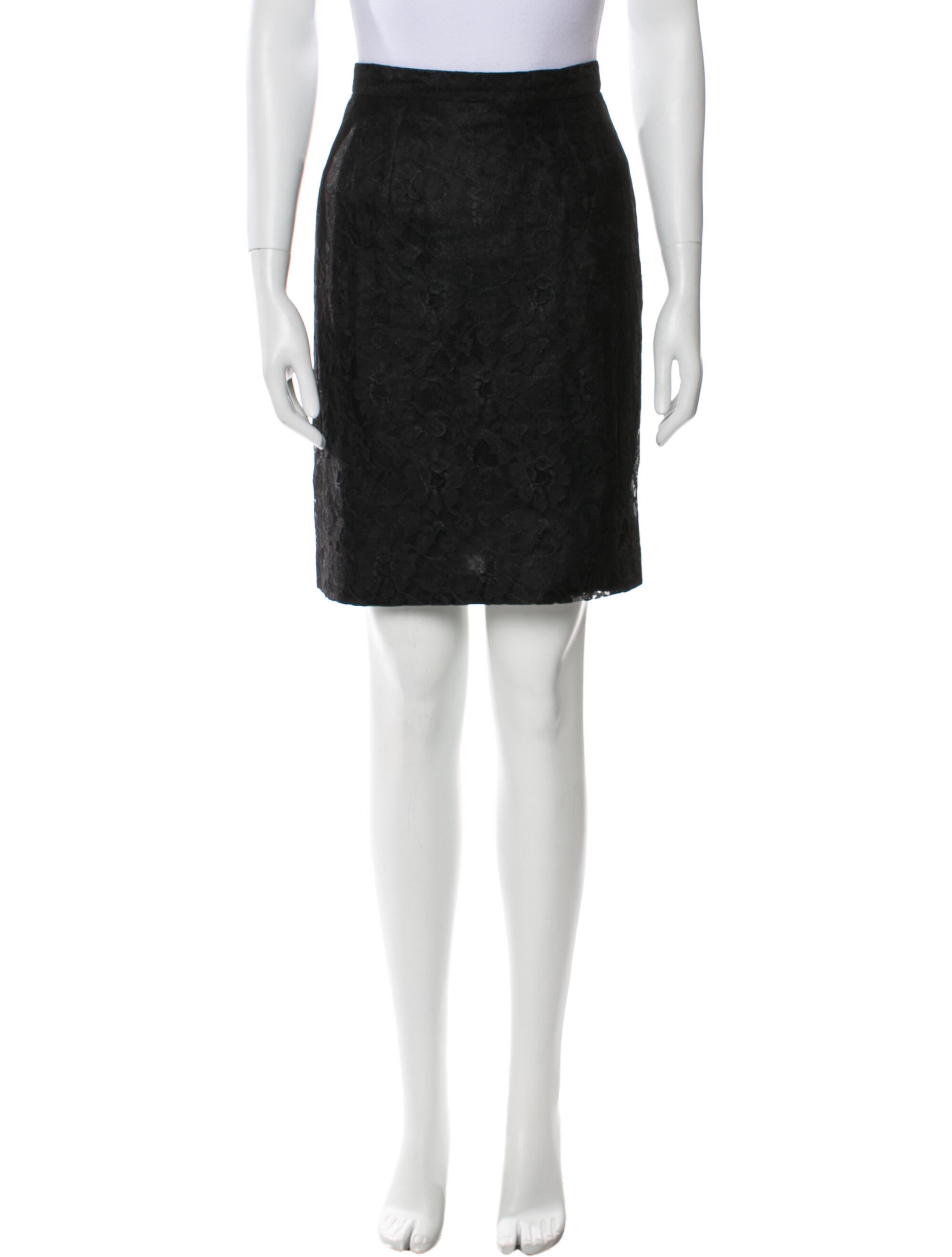 Oscar de la Renta Lace Trim Embellishment Knee-Length Skirt
