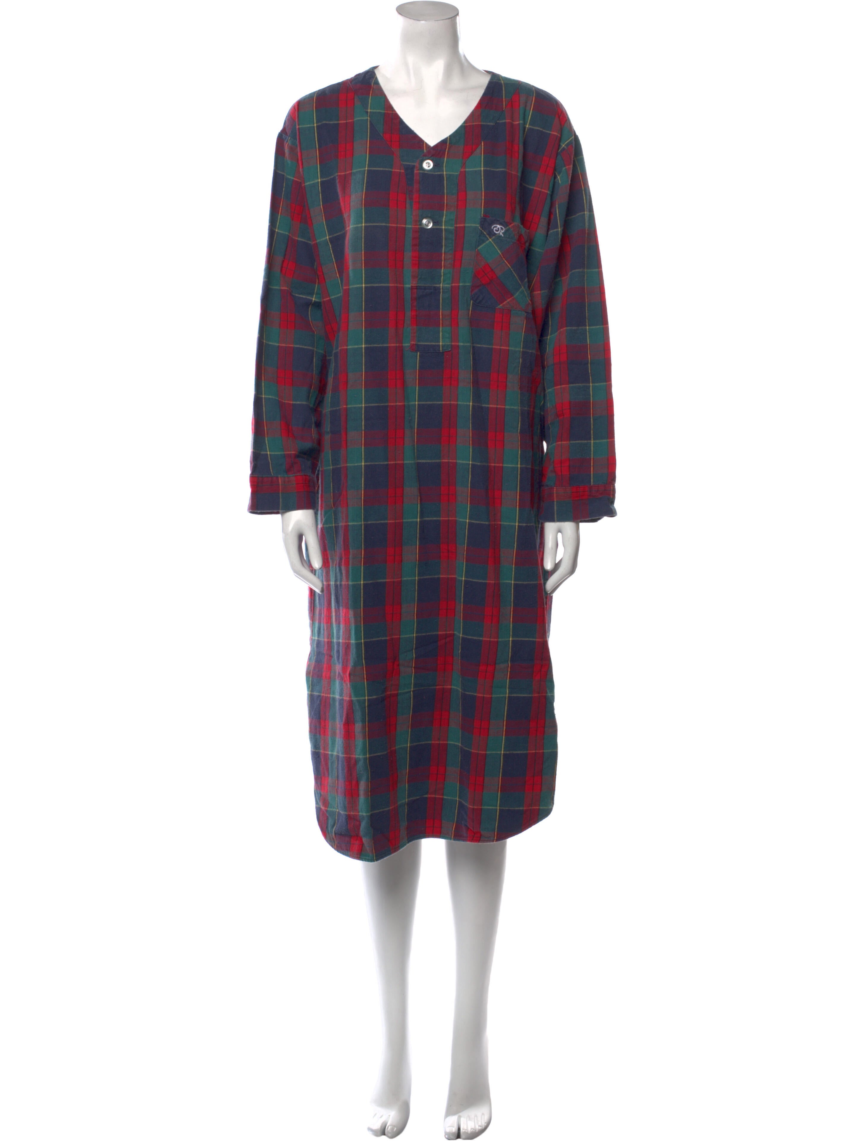 Oscar de la Renta Plaid Print Midi Length Dress