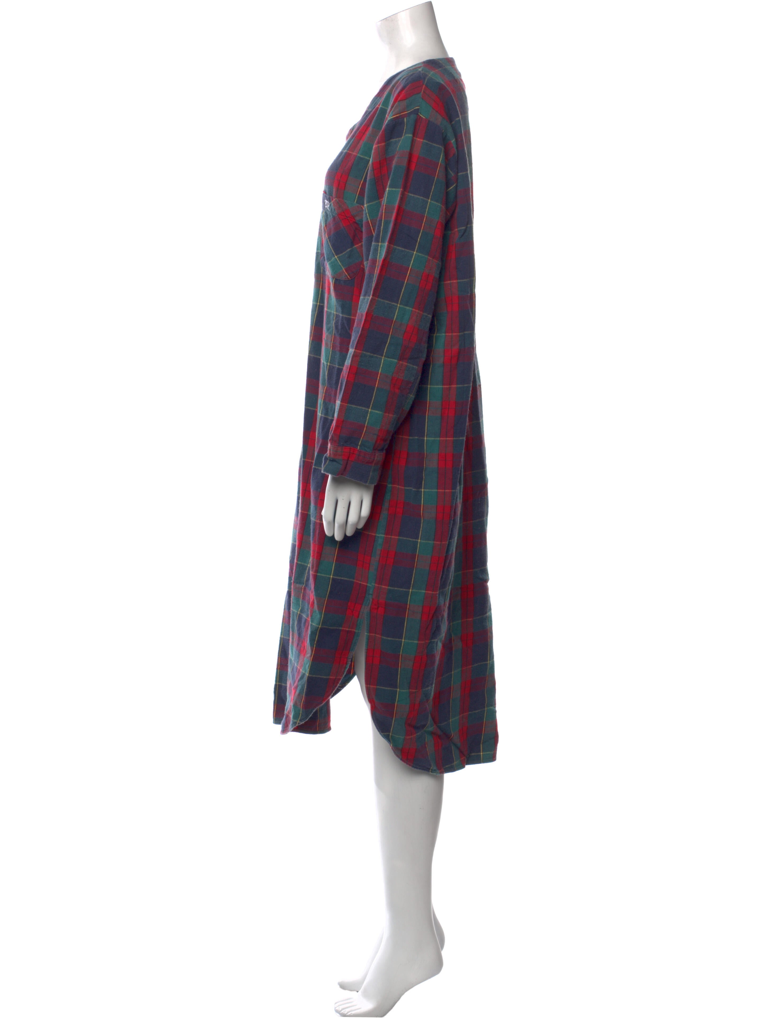 Oscar de la Renta Plaid Print Midi Length Dress