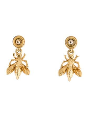 Oscar de la Renta Faux Pearl & Crystal Bug Drop Earrings
