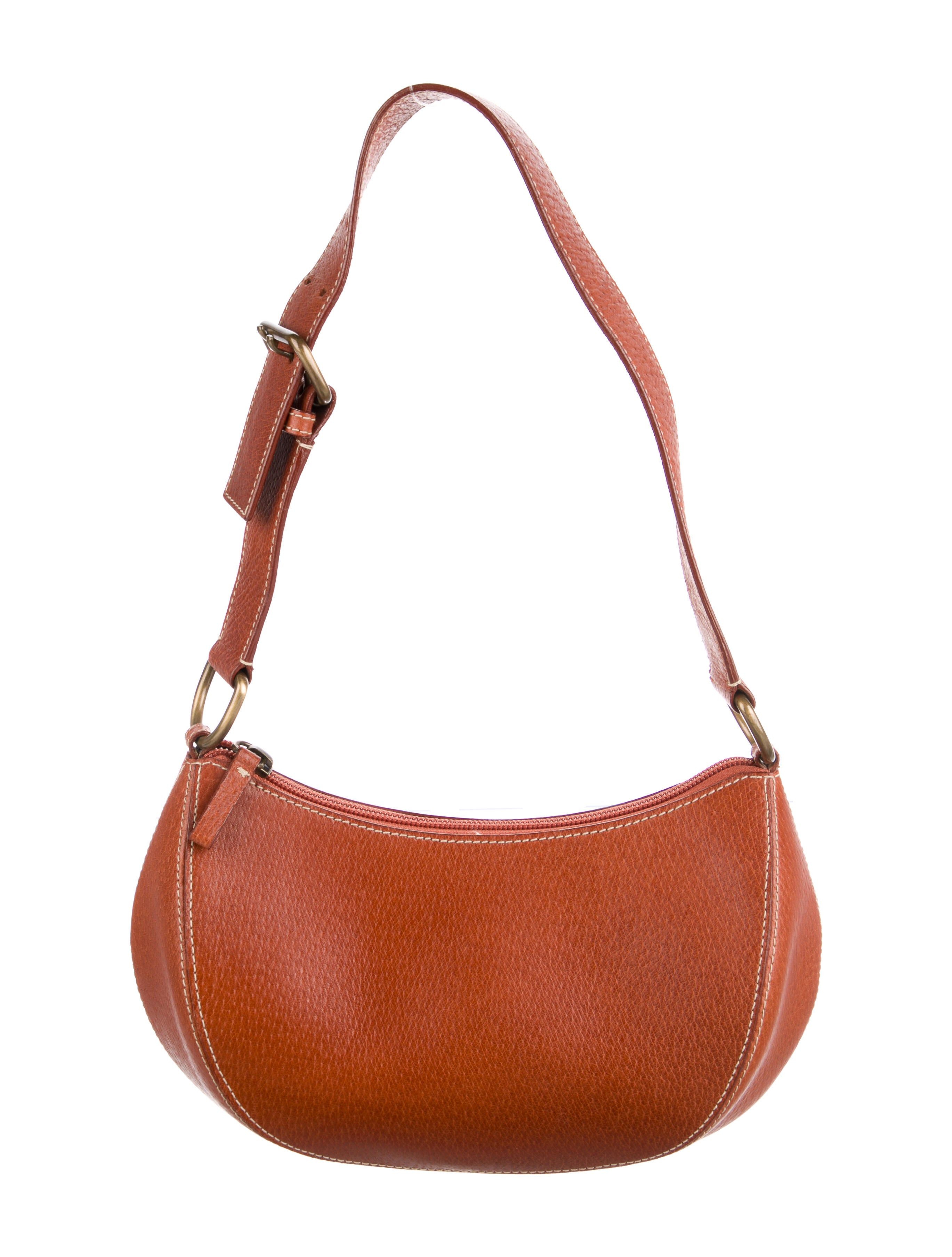 Oscar de la Renta Leather Shoulder Bag Brown Shoulder Bags, Handbags