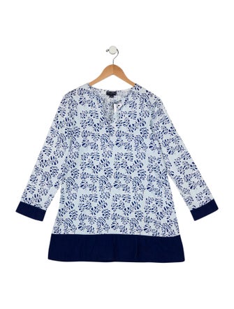 Oscar de la Renta Printed Tie Neck Tunic