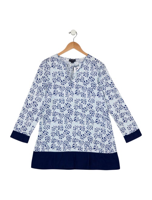 Oscar de la Renta Printed Tie Neck Tunic