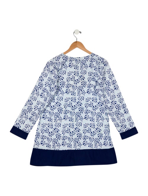 Oscar de la Renta Printed Tie Neck Tunic