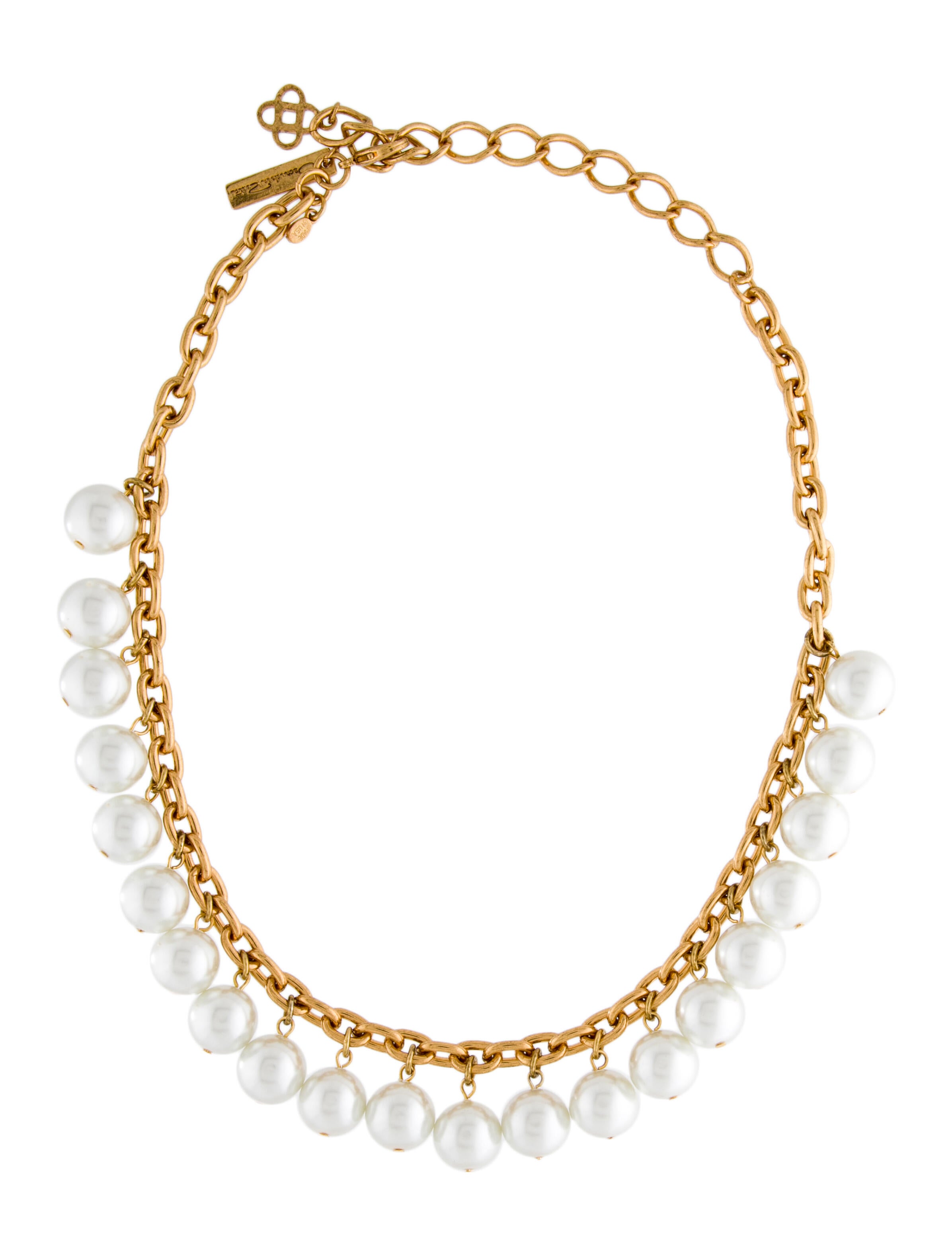 Oscar de la Renta Faux Pearl Collar Necklace White, GoldTone Metal