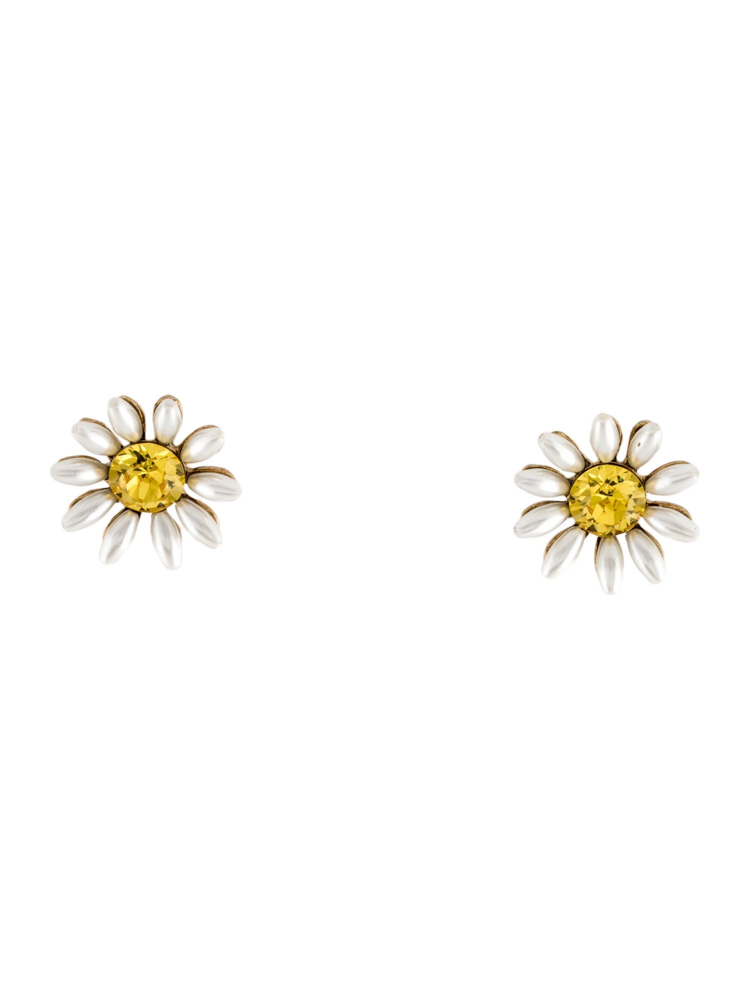Oscar de la Renta Faux Pearl & Crystal Pearly Petal Daisy Earrings