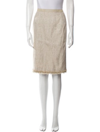 Oscar de la Renta Raw-Edge Trim Knee-Length Skirt