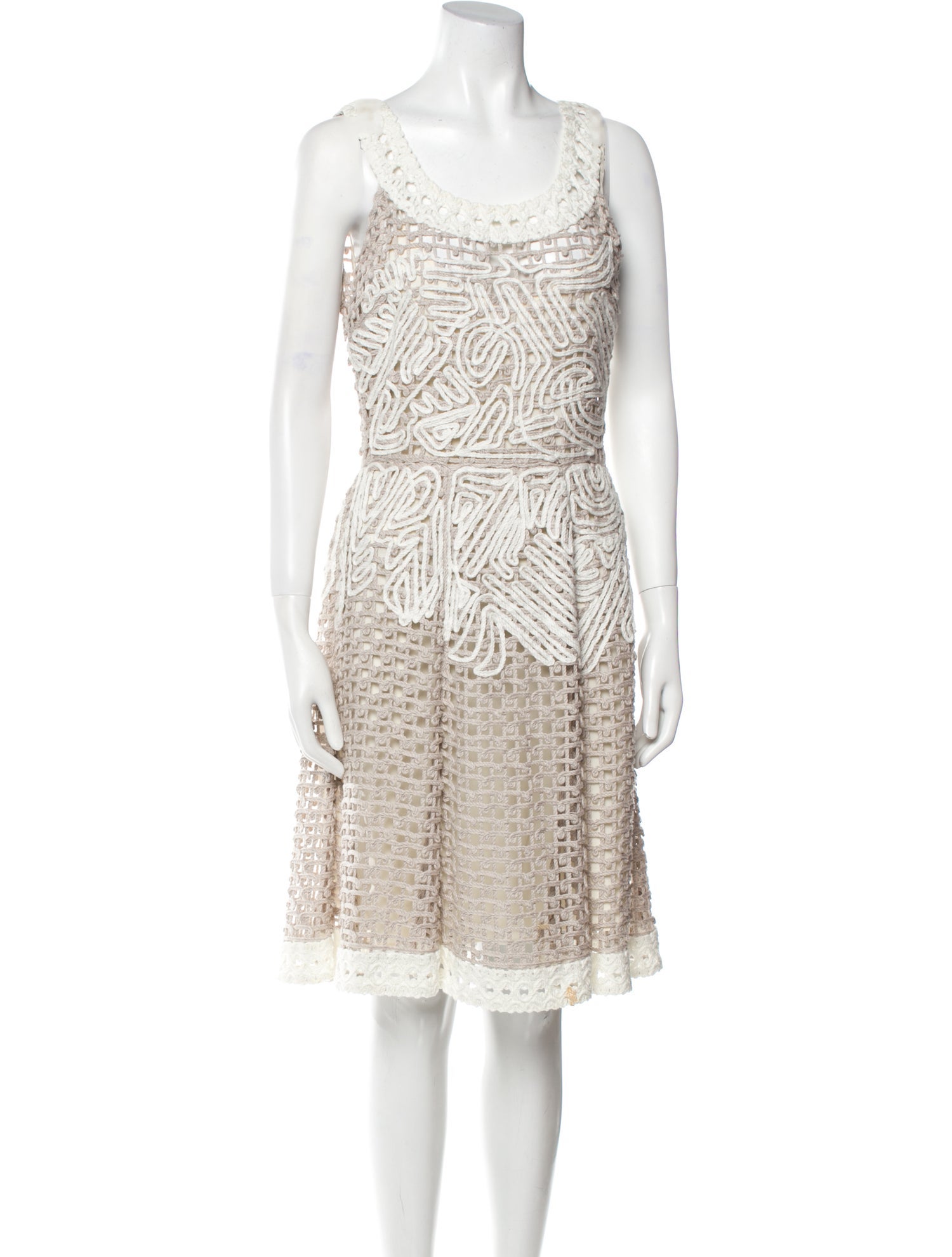 Oscar de la Renta Open Knit Midi Dress