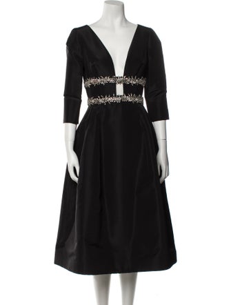 Oscar de la Renta Silk Midi Length Dress