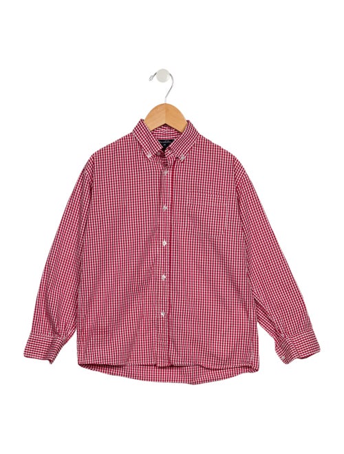 Oscar de la Renta Plaid Print Three-Quarter Sleeve Button-Up Top