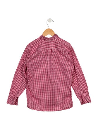 Oscar de la Renta Plaid Print Three-Quarter Sleeve Button-Up Top