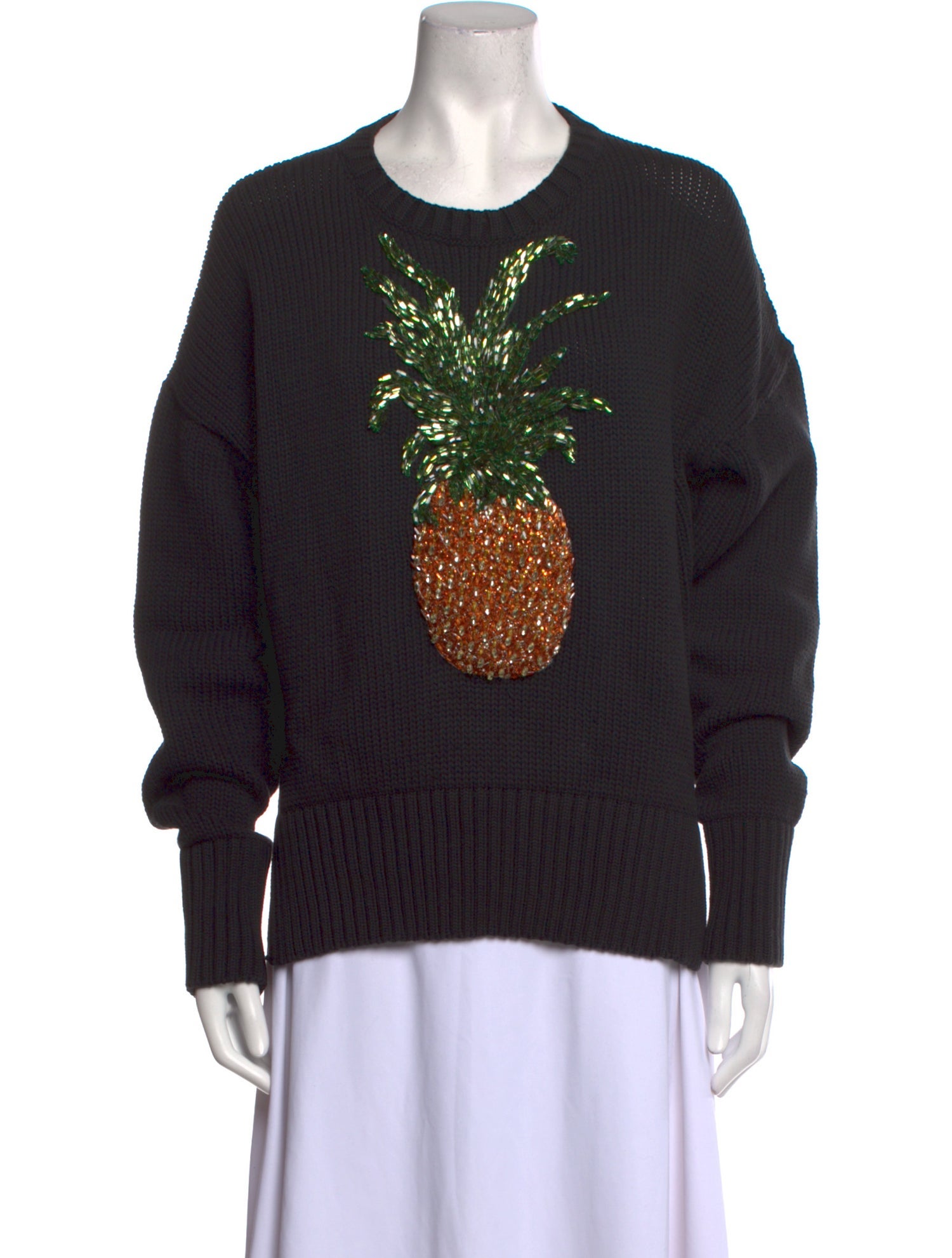 Oscar de la Renta Graphic Print Scoop Neck Sweater w/ Tags