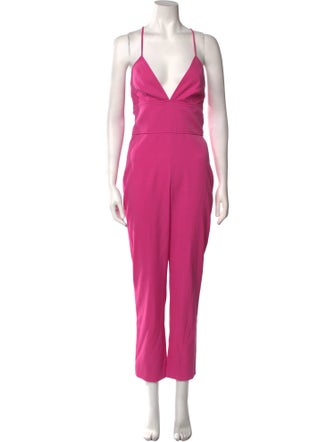Oscar de la Renta Virgin Wool Plunge Neckline Jumpsuit