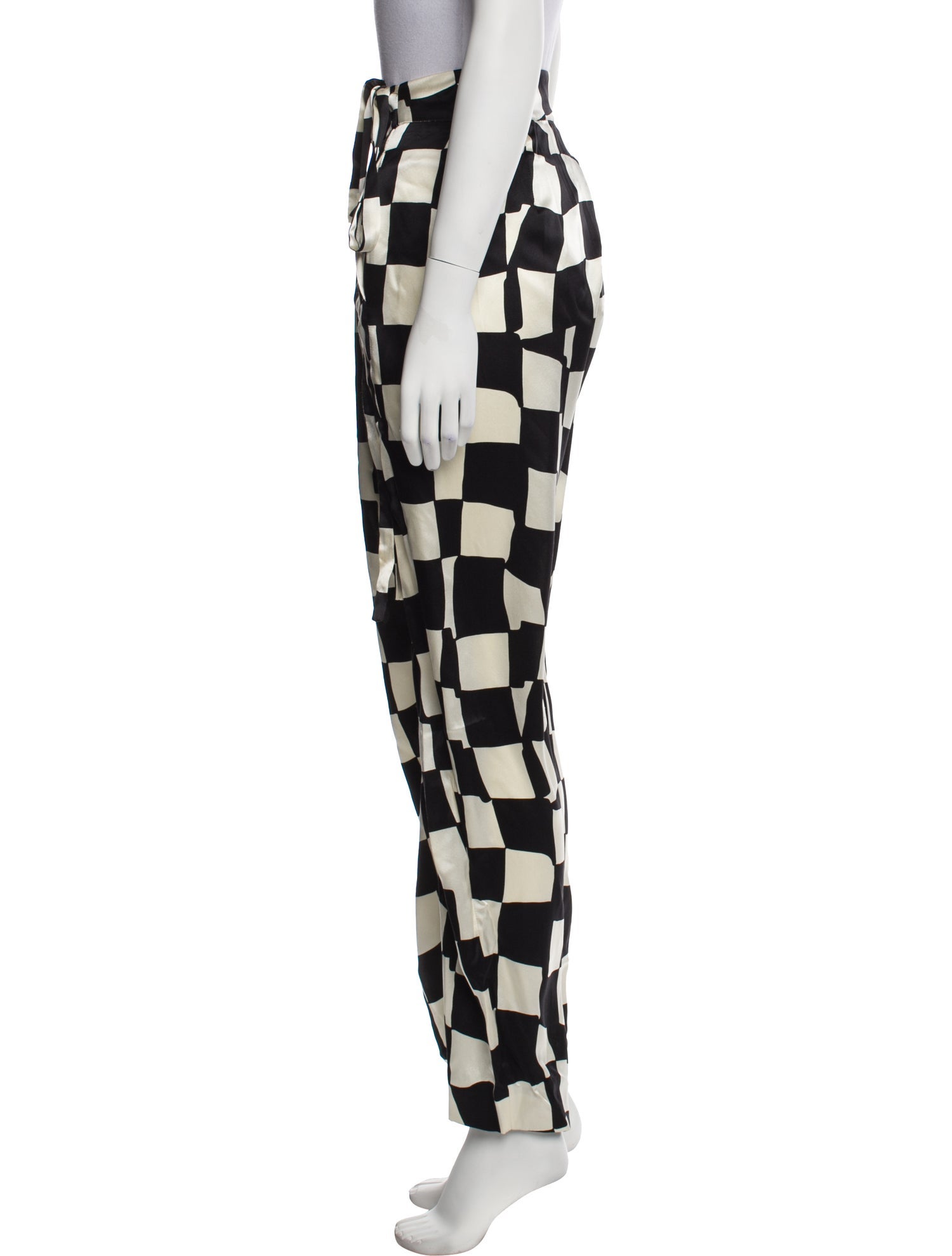 Oscar de la Renta Plaid Print Straight Leg Pants