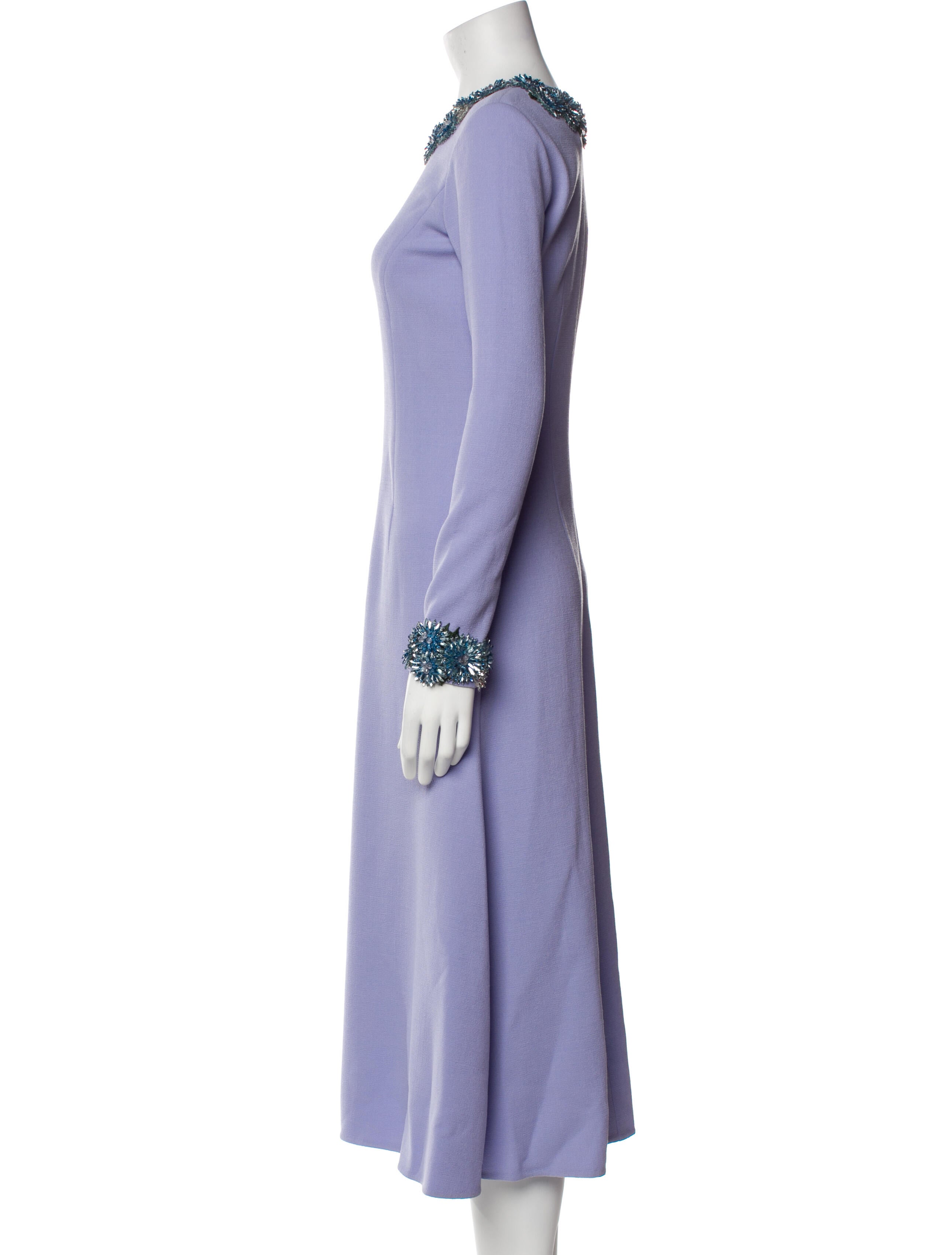 Oscar de la Renta Crew Neck Long Dress