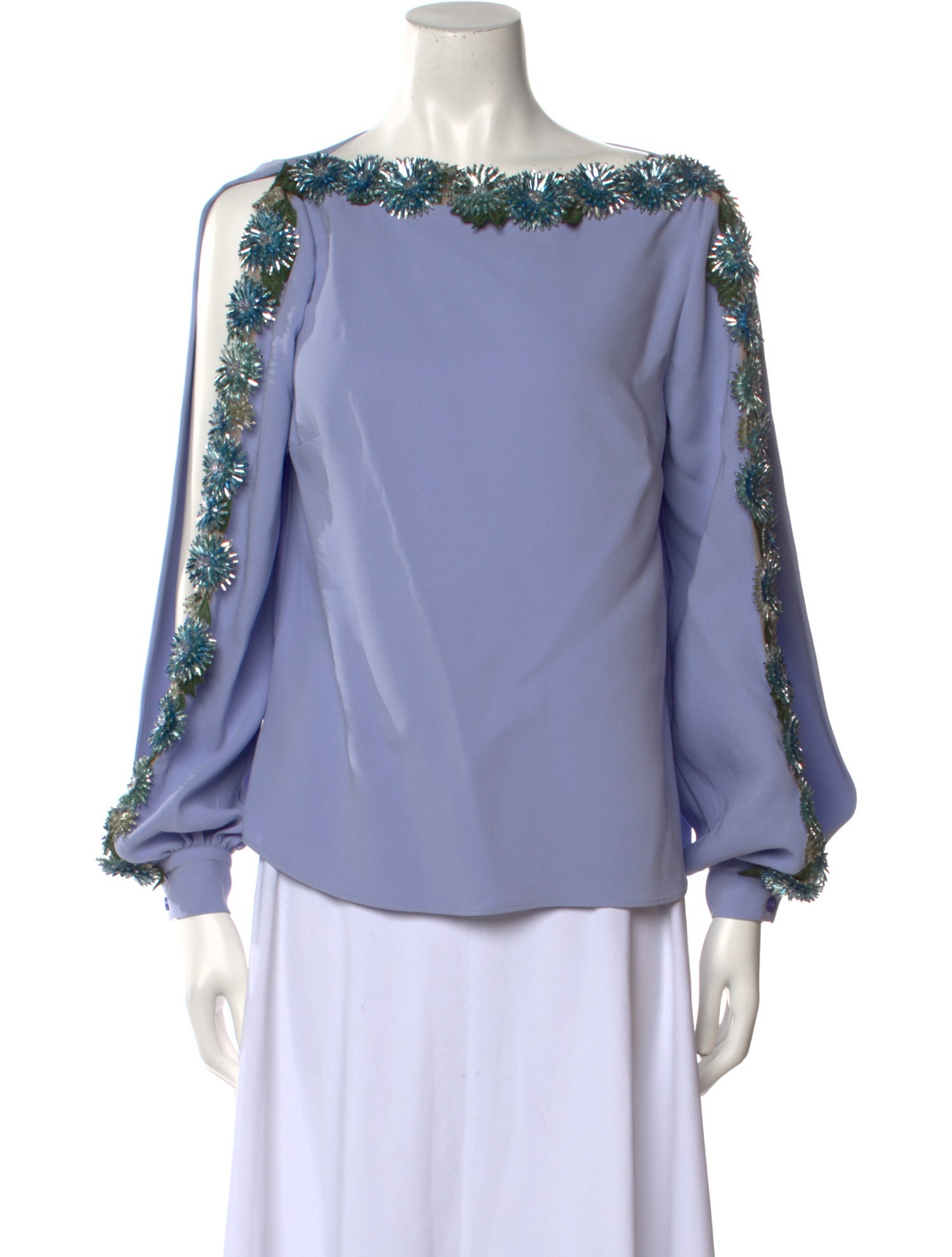Oscar de la Renta Silk Bateau Neckline Blouse