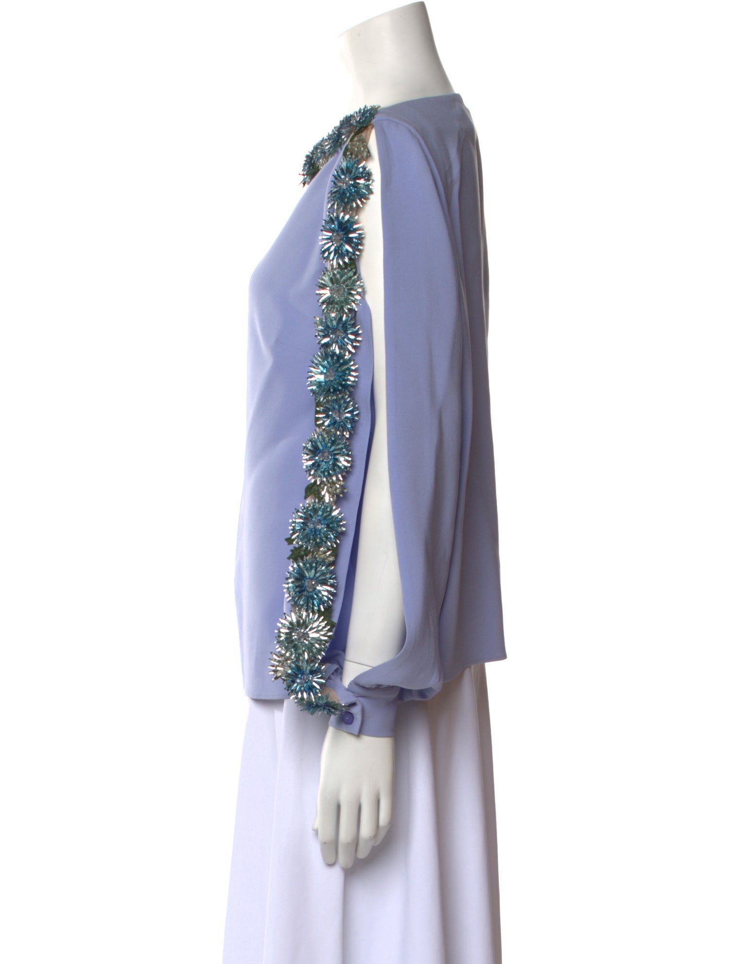 Oscar de la Renta Silk Bateau Neckline Blouse