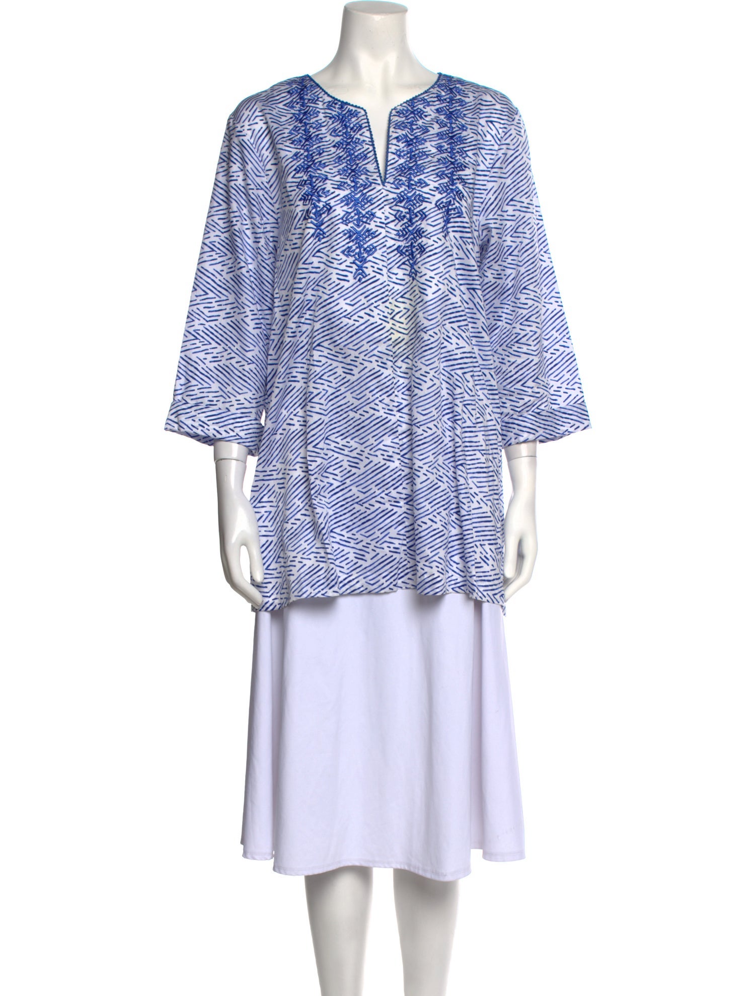 Oscar de la Renta Printed V-Neck Tunic