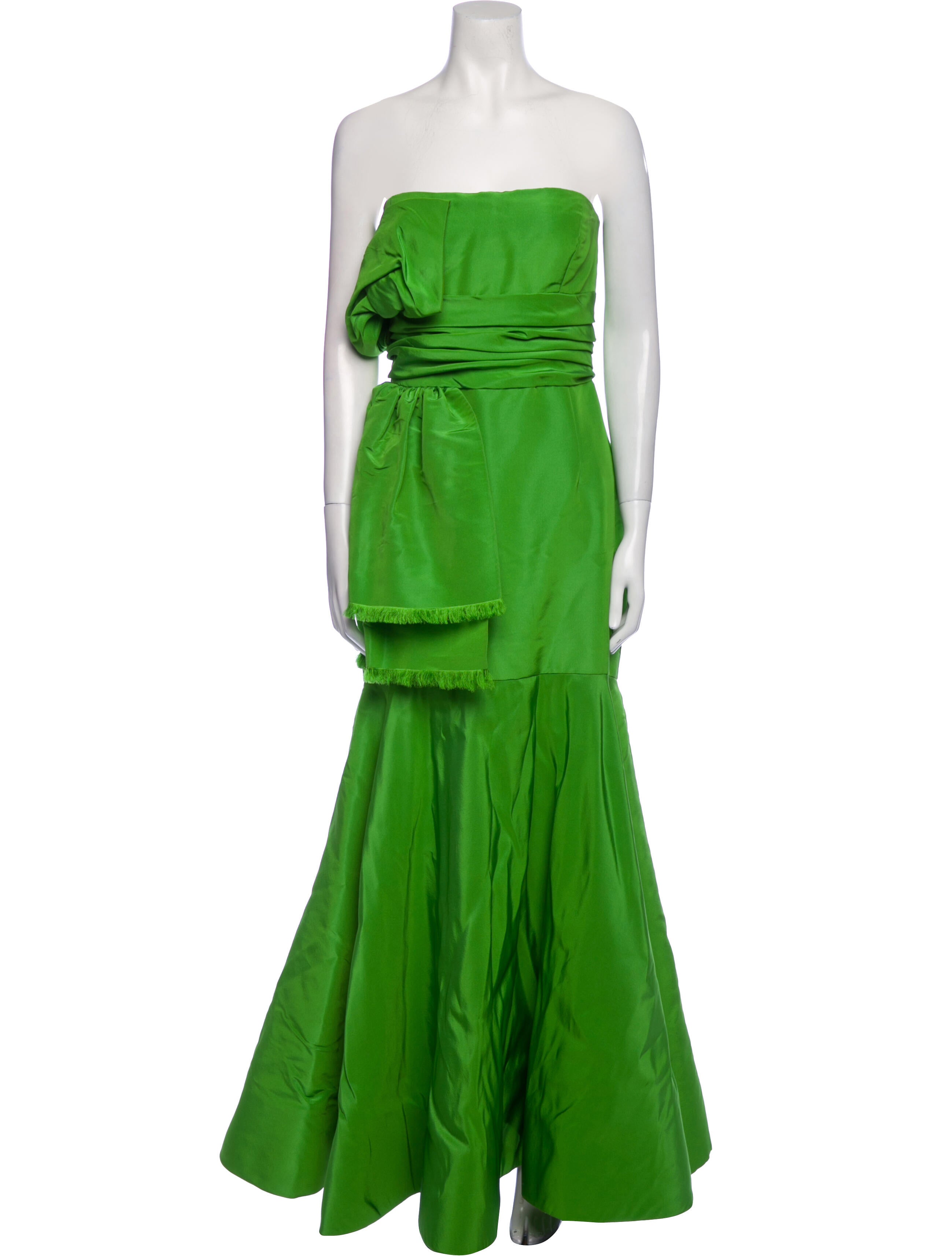 slim fit dress slacks Oscar de La Renta Leaf Embroidered Faille Gown main image 1