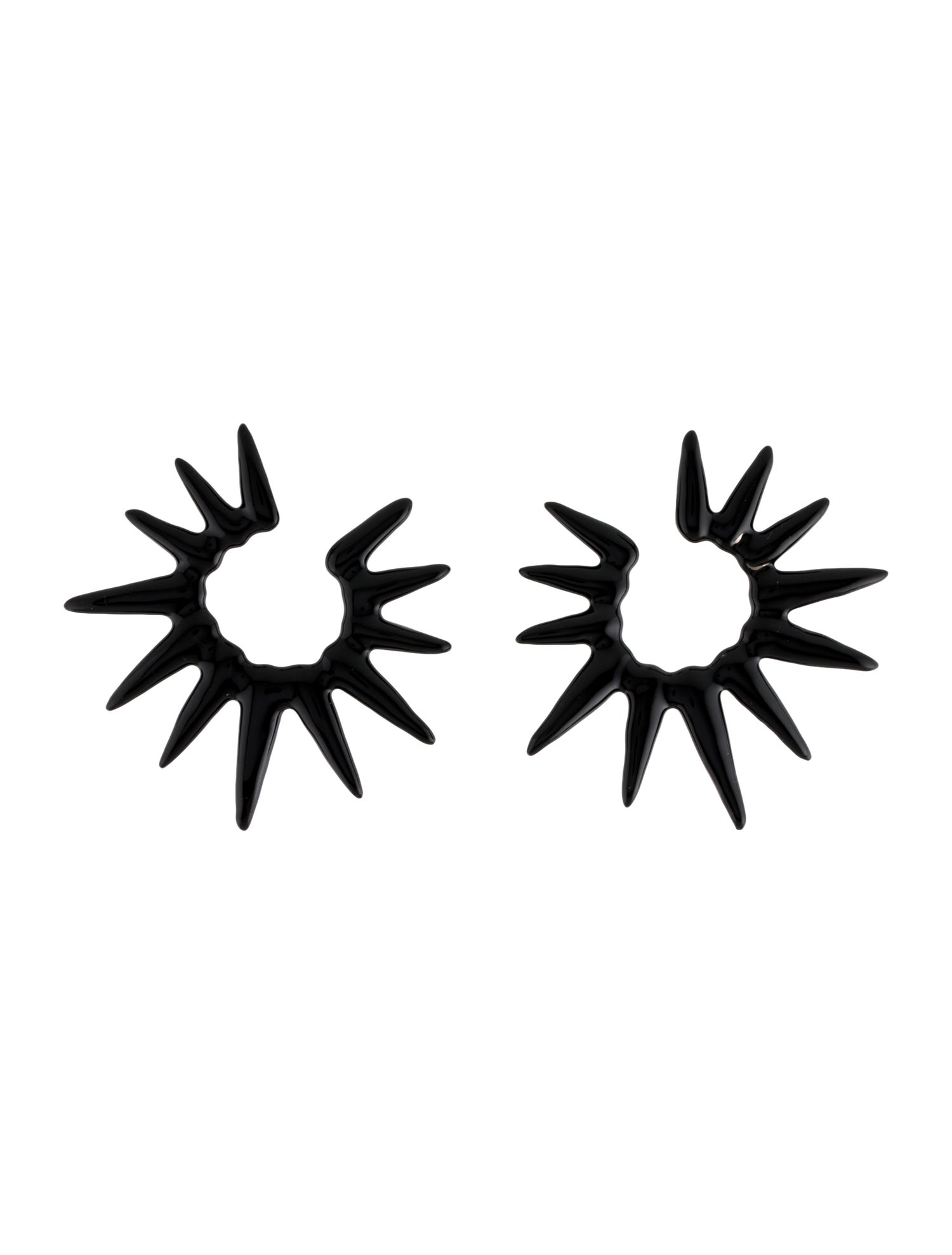 Oscar de la Renta Enamel Sea Urchin Hoop Drop Earrings